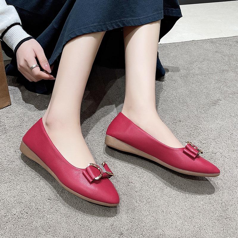 Fashion women's shoes spring and summer bow shallow mouth pointed head low heel flat bottom rhinestone single shoes