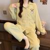 Air cotton pajamas women's autumn and winter long sleeves thickened interlayer warm stars cat student loungewear real shot