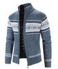 Stylish Men's Zip-Up Sweaters Warm Thick Knitwear with Color Blocking and Casual Design for Autumn and Winter
