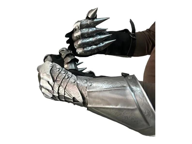 Handmade Silver Finish Gauntlets-Steel Medieval Armor Gloves