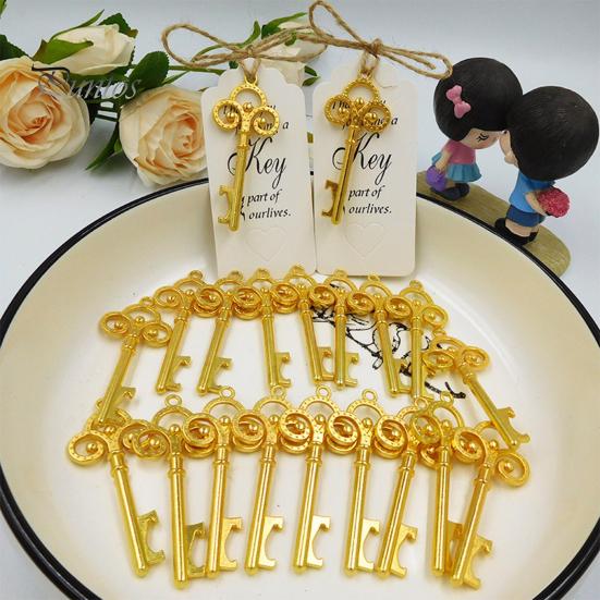 20 stk Vintage Nøkkel Flaskeåpner Anheng med Takk-lapper & Jutesnor Kreative DIY Nøkkelring Sjarm Perfekte Bryllups Baby Shower Gaver Festartikler