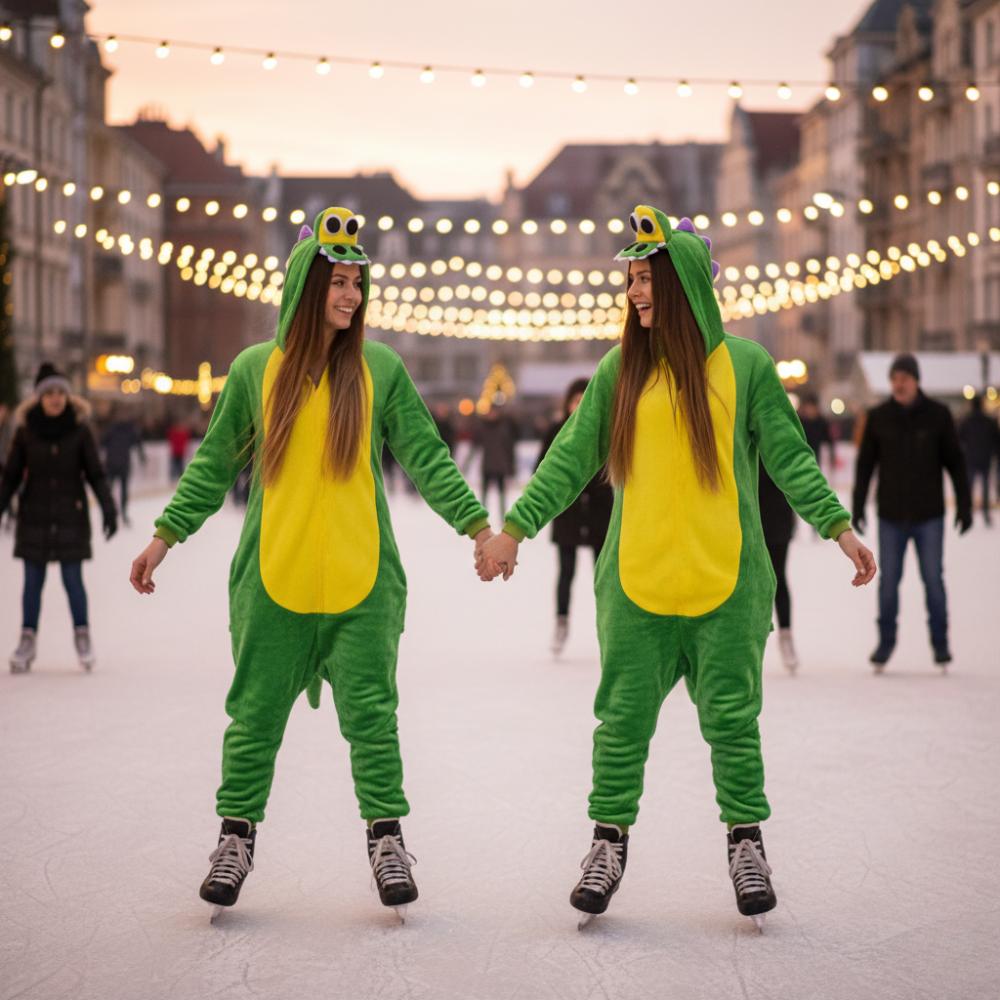 Dámské kigurumi pyžamo overal krokodýl teplý jednodílný kostým XL Onesie Kostým A105 - L