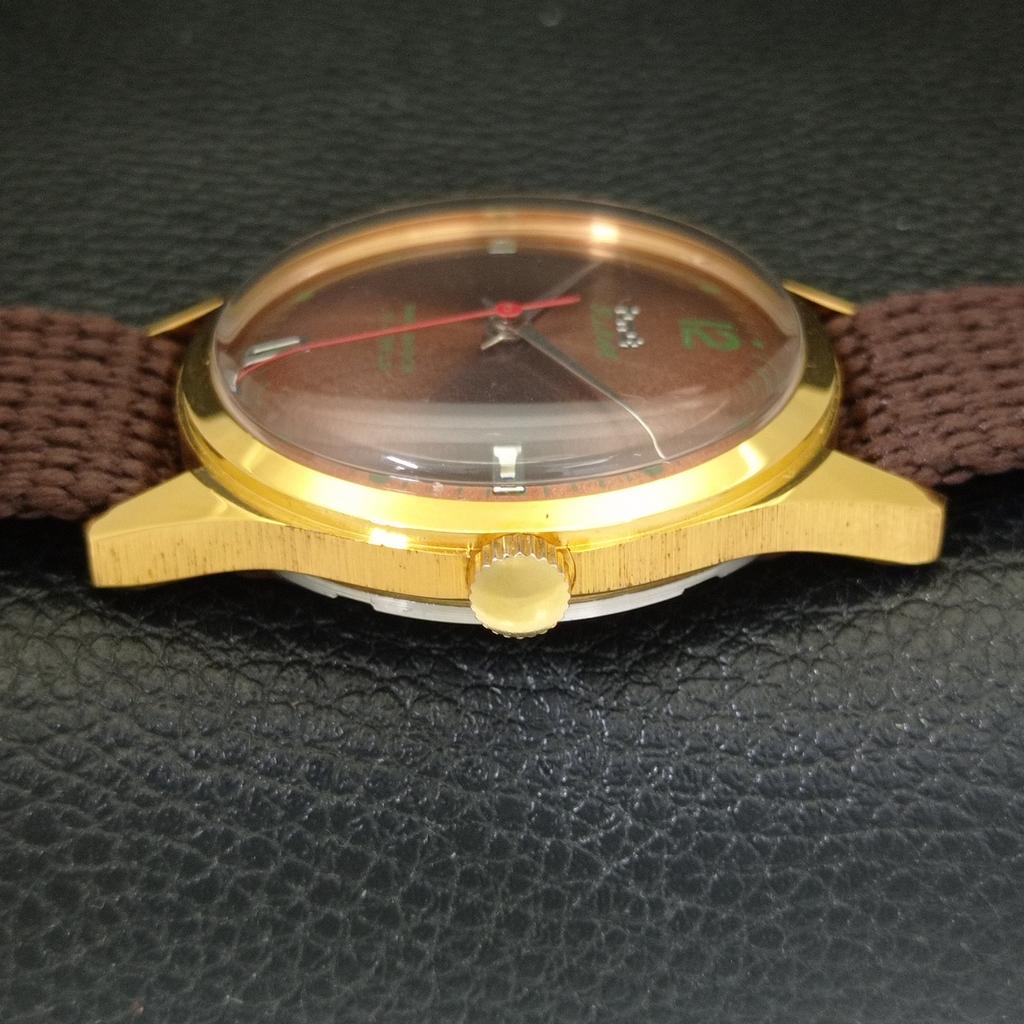 HMT PILOT HAND-WINDING VINTAGE INDIAN MENS BROWN COLOR DIAL WATCH A702077-5 R208-a702077