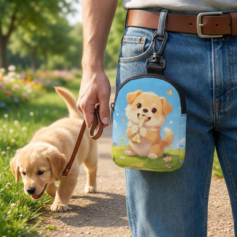 Cartoon Pattern Dog Training Snack Bag Portable Pet Food Storage Bag Pet Feeding Bag Hiking