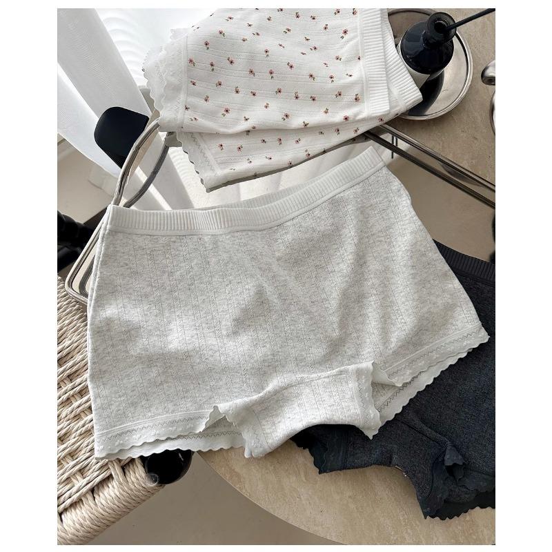 Women Cotton Floral Print Mid Waist Anti Chafing Safety Shorts Panties
