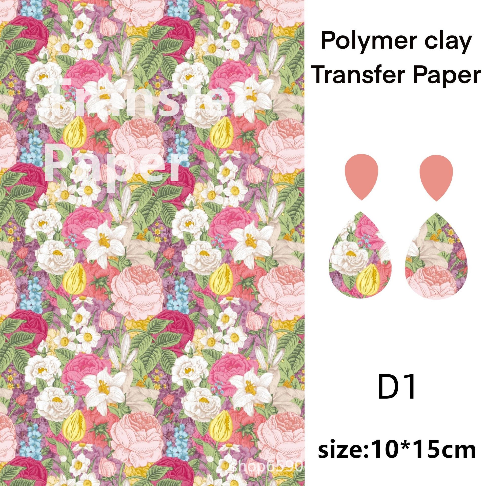 2pcs of Soft Pottery Flower Transfer Paper Clay Beautification Decoration for Making Soft Pottery Earrings Refrigerator Stickers