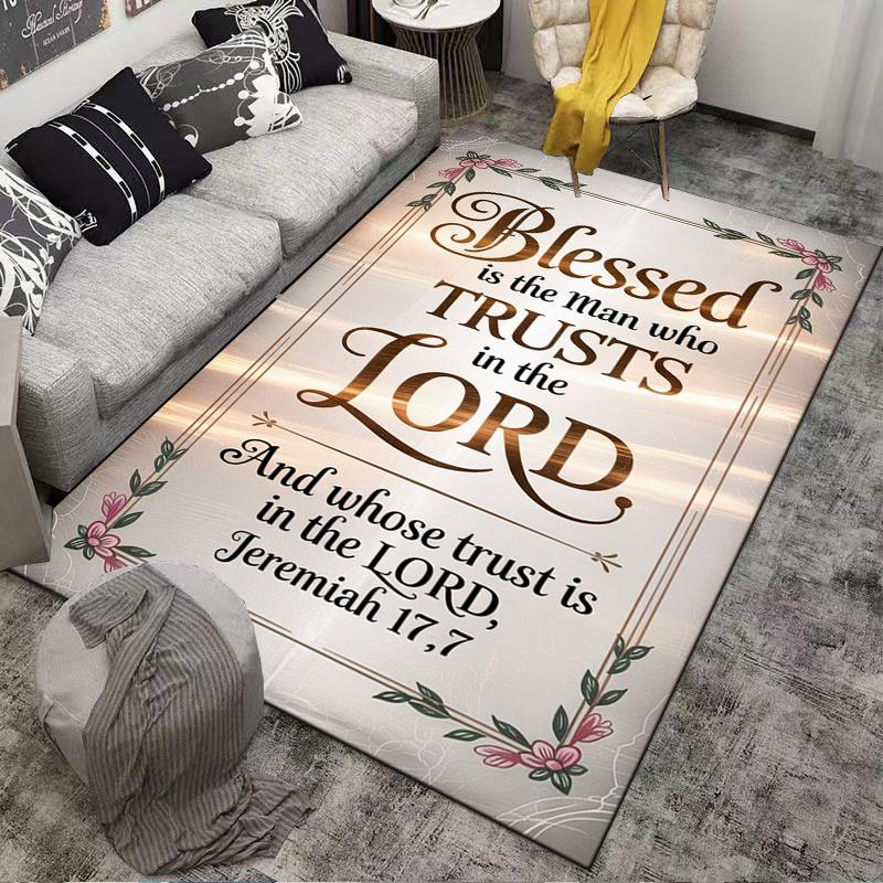 Blessed Quote Christian Carpet Non-slip Rug Suitable for Living Room and Bedroom Sofas