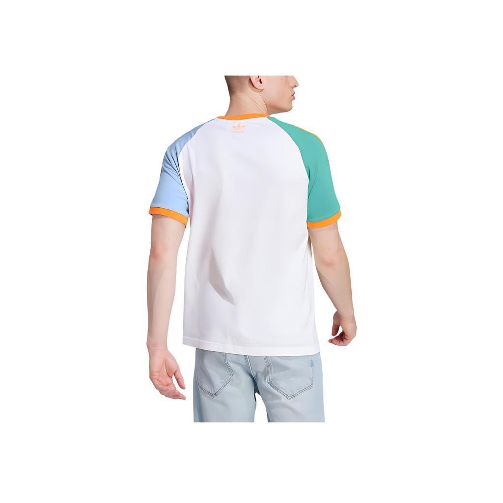 adidas Originals Trefoil Bucură-te Tricou Raglan cu Dungi cu Mânecă Scurtă Sport Bărbați Topuri Alb IT8190