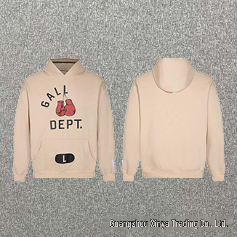 GALLERY DEPT Bluza Unisex z Kapturem Bawełniana z Plamami Farby Graffiti - Jesienna Luźna