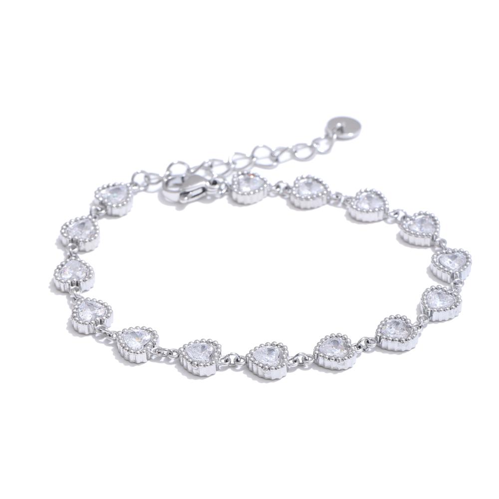 Heart Cubic Zirconia Shiny Waterproof Bracelet Bangle Stainless Steel Jewelry Casting Technology Holiday Gifts