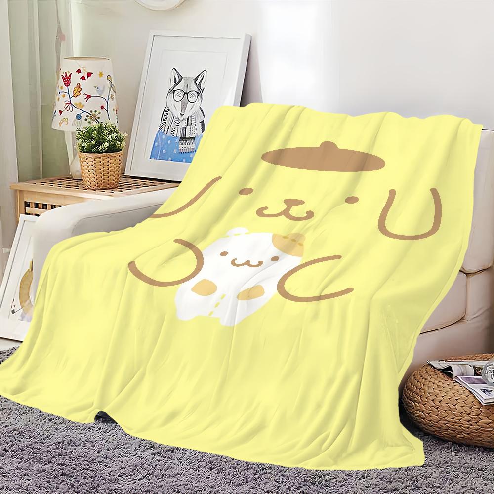 Four DOG Seasons Warm Soft Plush Blanket Purin for Sofa Cartoon Living Room Cute Office Bedroom P-PomPom Travel Gift Flannel
