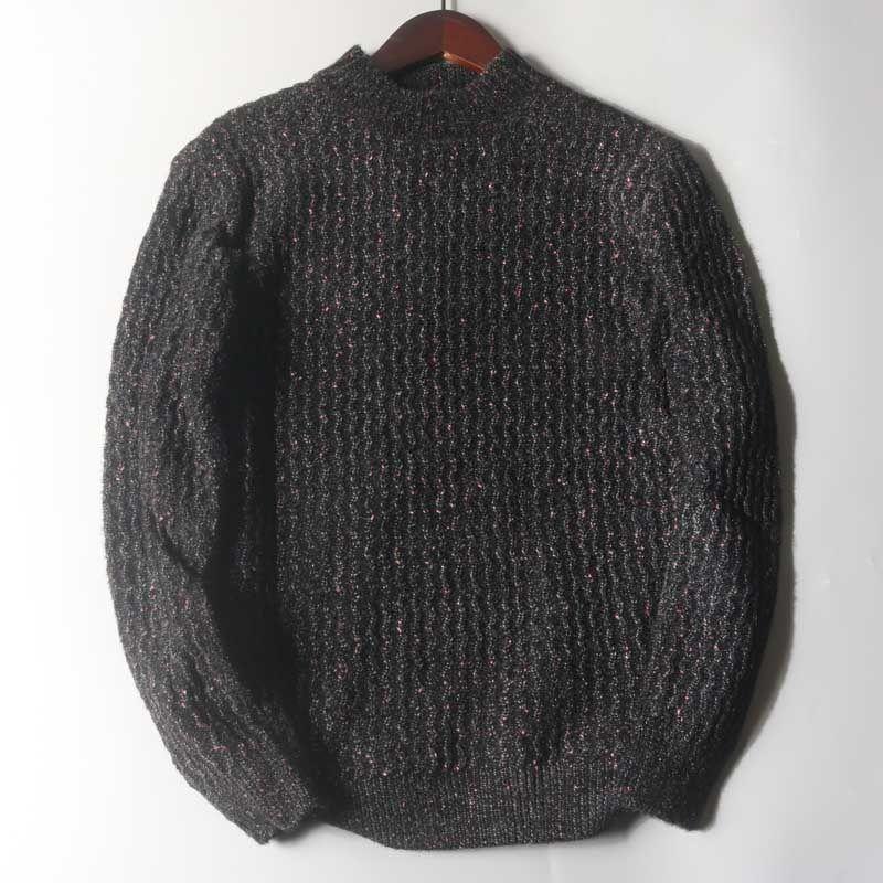 Men s Korean-Style Winter Crew Neck Base Shirt Black 2XL