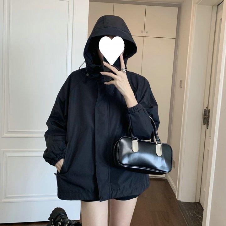 Women's Casual Outdoor Hooded Windbreaker - Stylish Loose-Fit Long Sleeve Jacket for Spring & Autumn