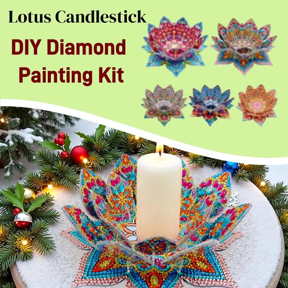 Lotus Candlestick DIY Diamond Art Desk Ornaments Diamond Painting Table Ornaments for Adult Beginner Home Office Decor