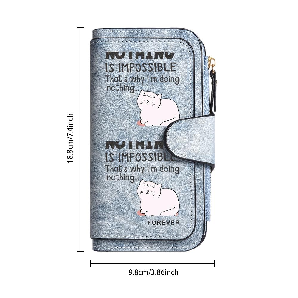 Cute Cat Printed Long Wallet Fashion Casual Large Capacity Multi Card Holder Portable Purse