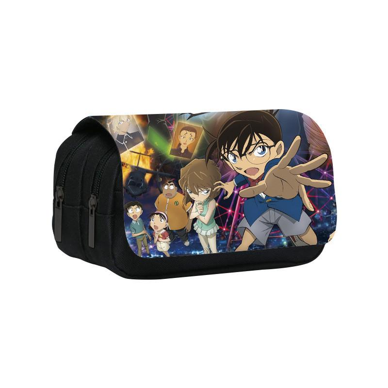 Detective Conan Double Layer Pencil Case Large Capacity Storage Organizer For Students