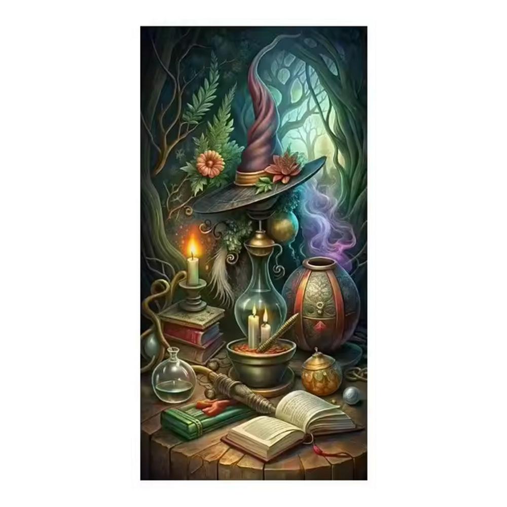 5D DIY Diamond Painting Cross Stitch Kit - Fantasy Magic Books Design, Full Round Diamond Mosaic for Home Decoration