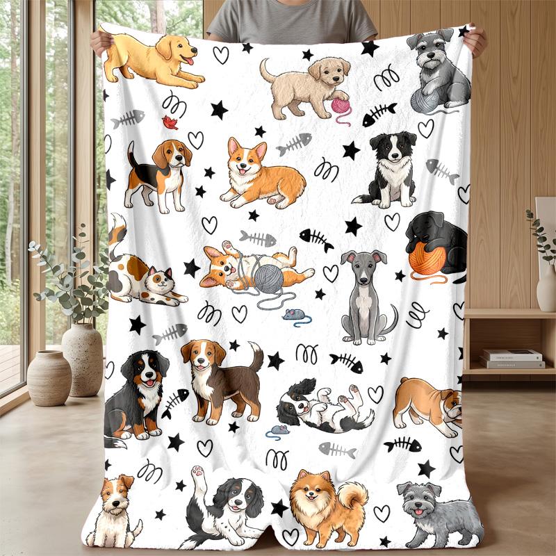 Diverse Canine Expressions Theme blanket Lightweight Warm Flannel Blanket Decorative Throw Blanket for Home Decoration
