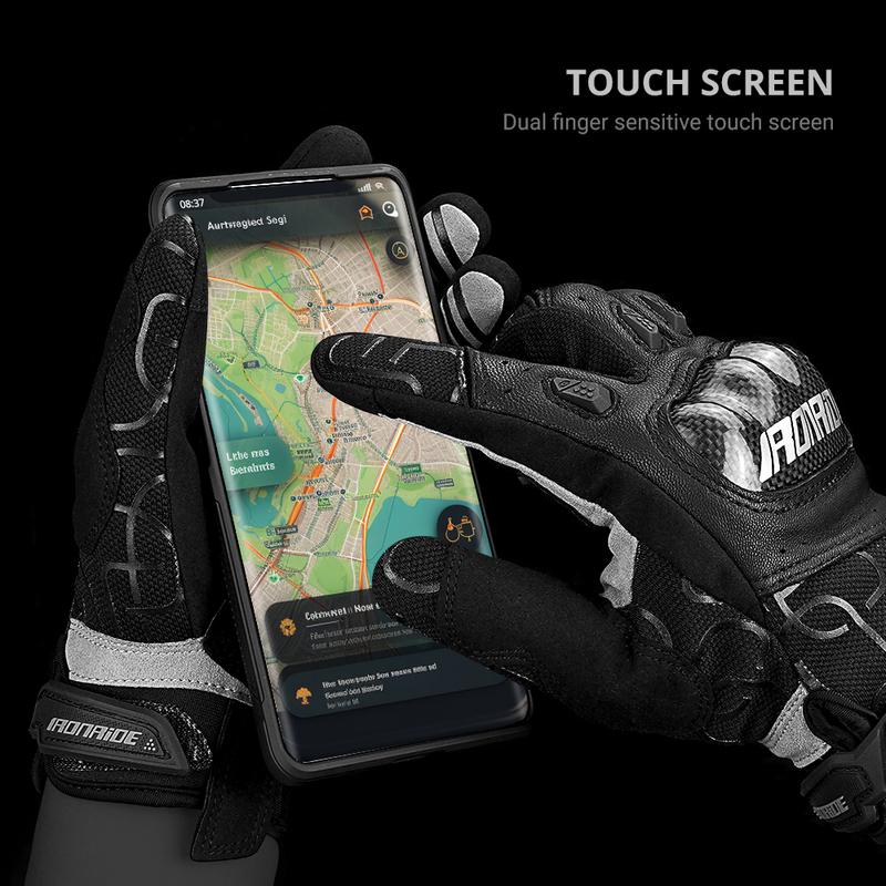 Motorcycle Gloves Waterproof Touch Screen Full Finger Gloves Protective Anti-fall Leather Carbon Fibre Non-slip Riding Gloves