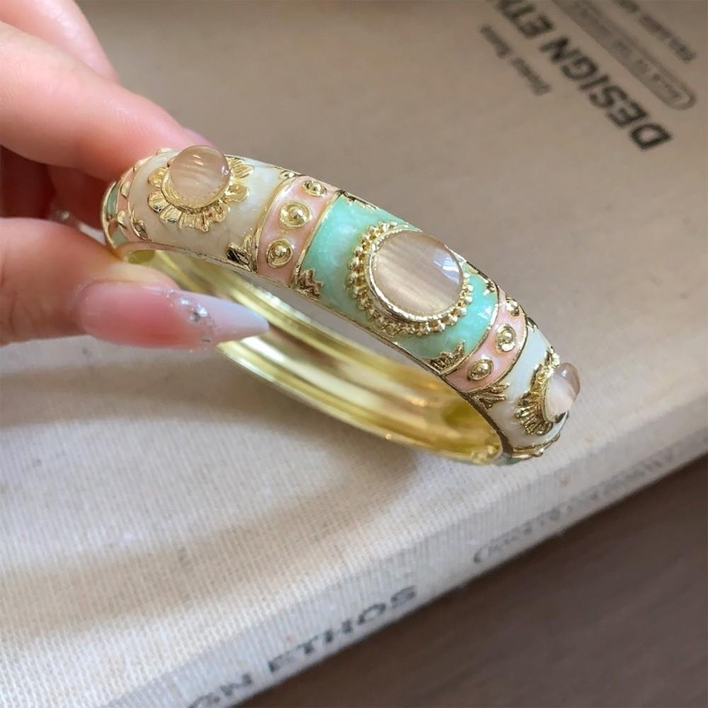 Traditional Vintage Cloisonne Bangle Enamel Floral Women's Hand Bracelet Jewelry Gifts