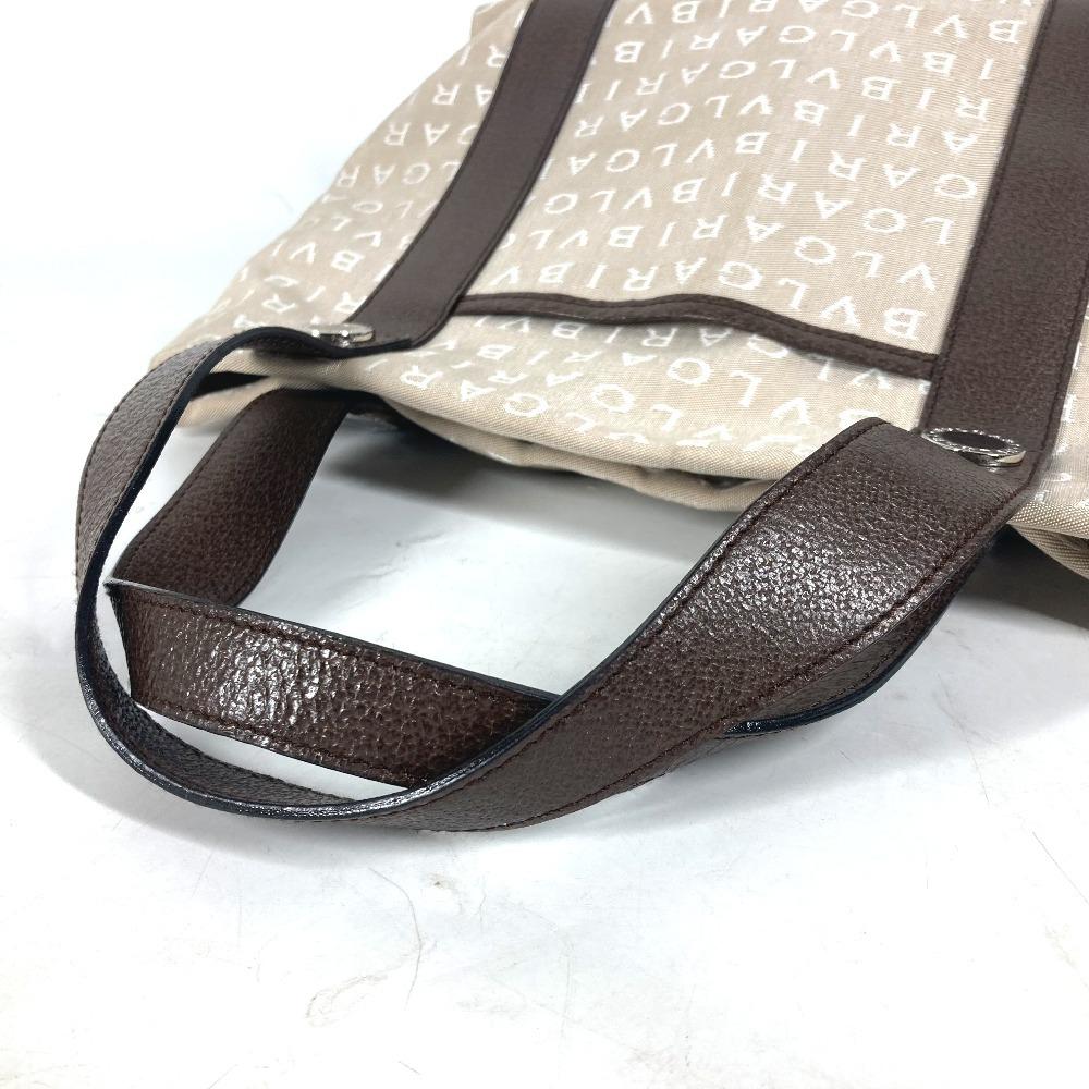 BVLGARI Bag Shoulder Bag Logo mania With porch Tote Bag Canvas/Leather Beige