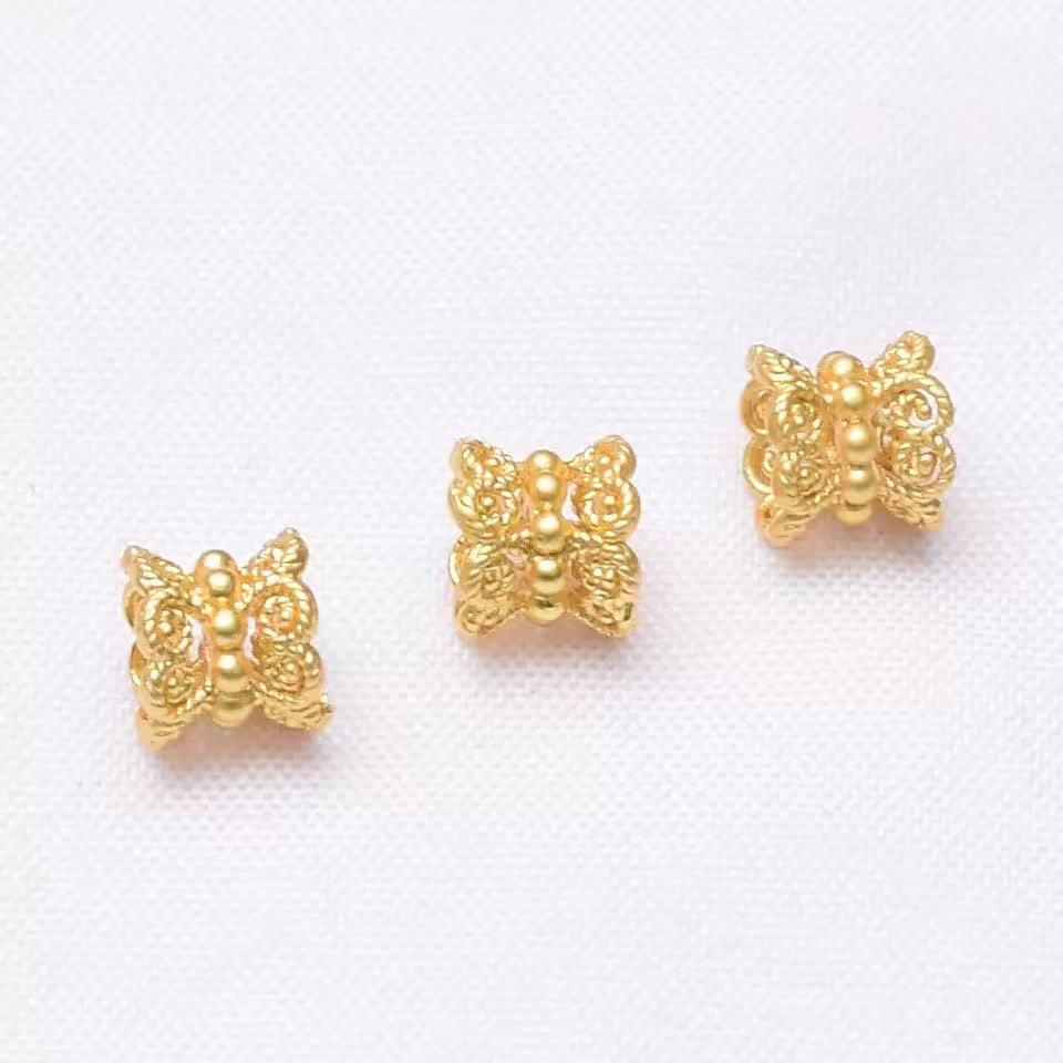 Double-Sided Gold-Plated Hollow Flower Beaded DIY Bracelet/Necklace