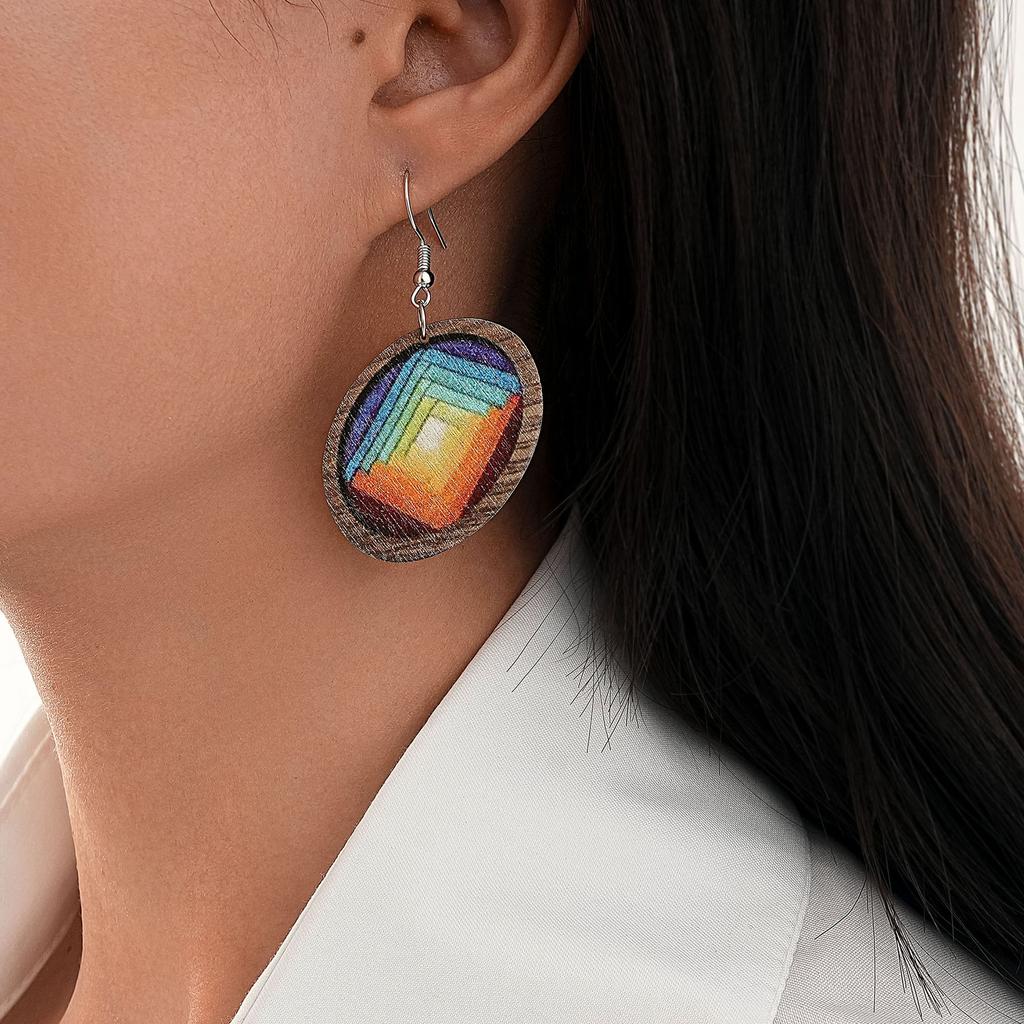 Eco-Friendly Wooden Earrings Fashion Personality Love Cross Mushroom Girl Geometric Earrings Earrings
