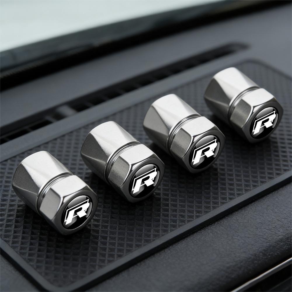 Metal Car Logo Wheel Tyre Valve Cap 4Pcs Cover for Volkswagen VW GTI R Golf Rline Tiguan Touareg R32 MK4 Jetta Bora Polo b6 GTD