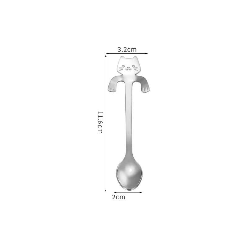 

1Pc Stainless Steel Coffee Spoon Lovely Cute Cat Shape Teaspoon Dessert Snack Scoop Ice Cream Mini Spoons Tableware