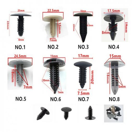 100x Mixed Auto Door Bumper Fender Fastener Retainer Rivet Push Pin Clip Kits