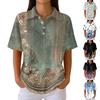 Women's Fashion Casual Lapel Short Sleeve Color Shirt Women's Up Tops