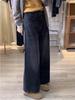 Women's High-Waist Black Gray Jeans - Autumn/Winter Loose Straight-Leg Wide Pants