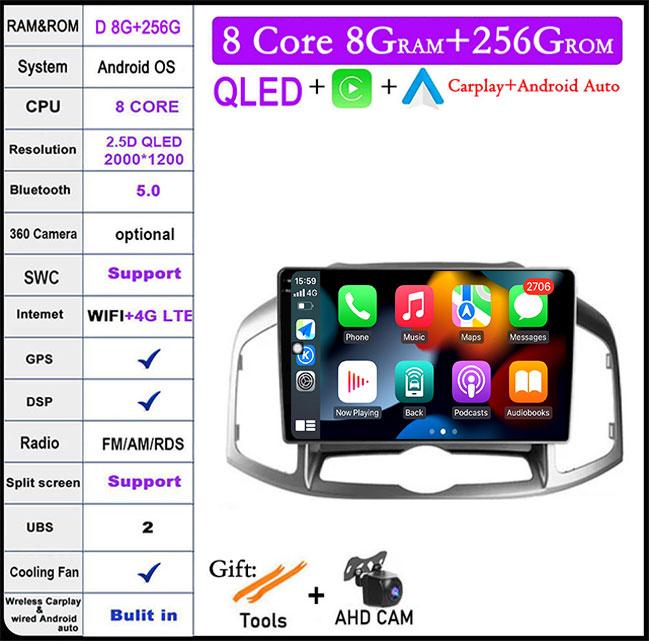 9" For Chevrolet Captiva 1 2011 -2016 Android 14 Car Radio Multimedia Auto Video Player Stereo Carplay GPS Navigation DSP