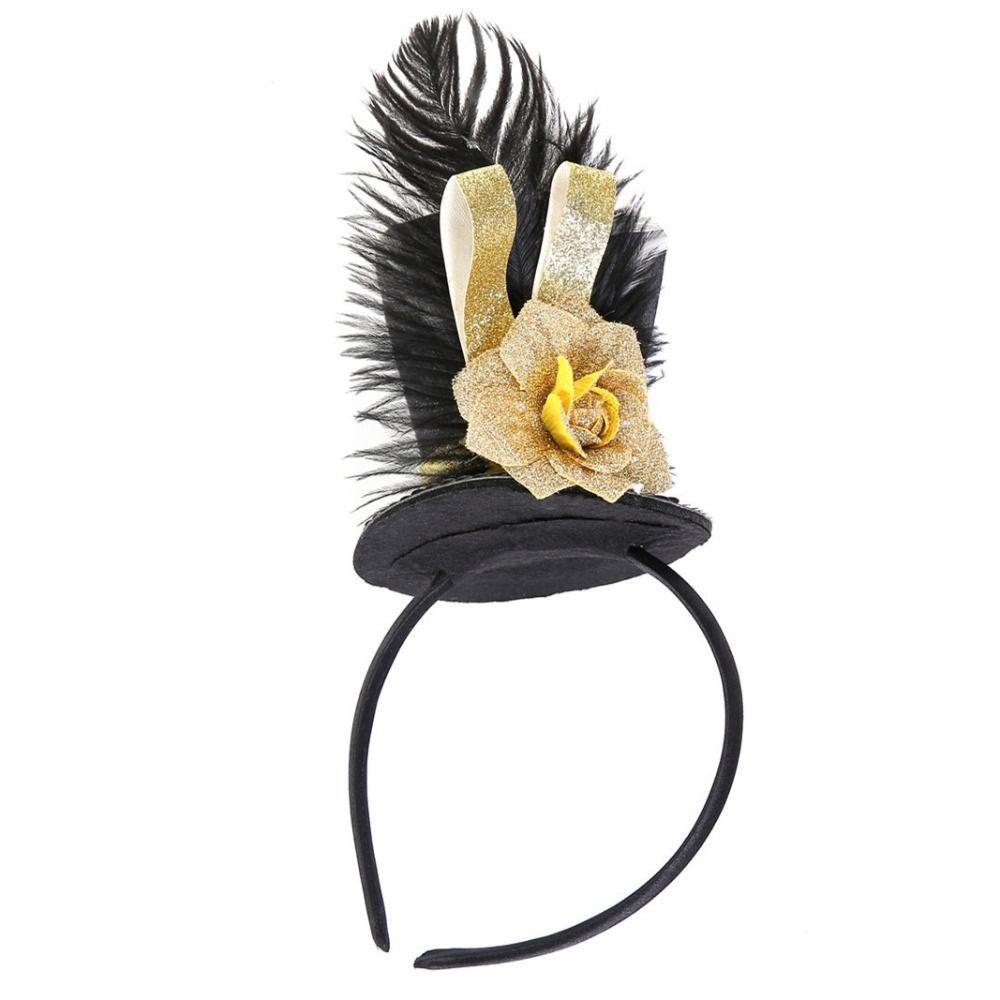 Vintage Fascinator Top Hat Glitter Feather Hat Headwear Christmas Headband Wedding Costume