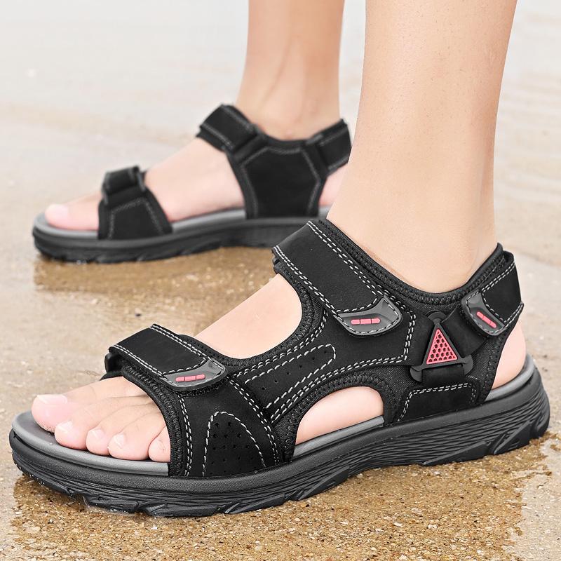Men'S Trending Newest Summer Outdoor Leisure Non-Slip Beach Luxury Sandals Fashion Shoes Genuine Leather Slippers Men'S Sandalias