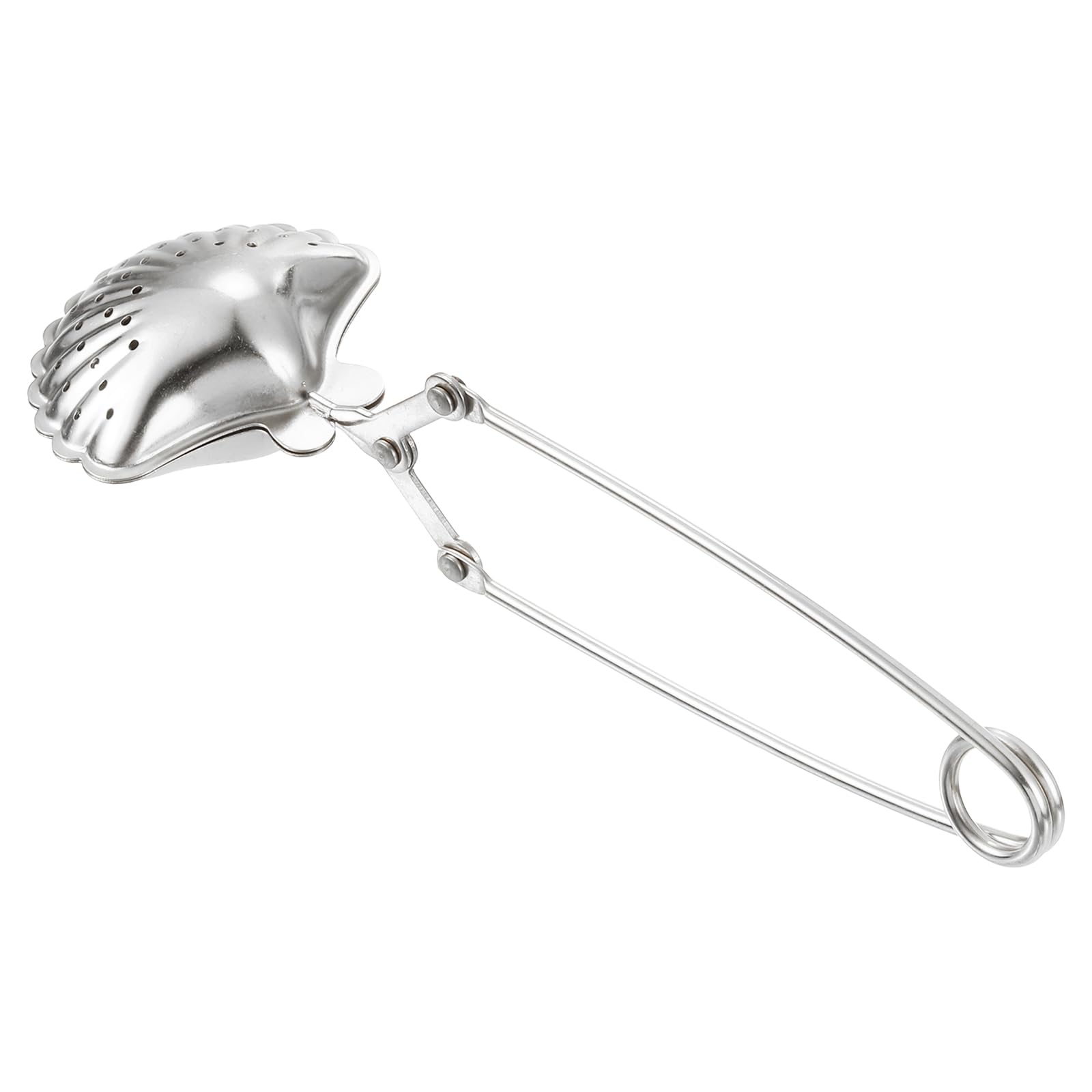 

uxcell 1 Piece Seashell Snap Tea Ball Infuser with Handle, Loose Tea Steeper, Stainless Steel Tea Strainer for Loose Leaf Tea, Silver