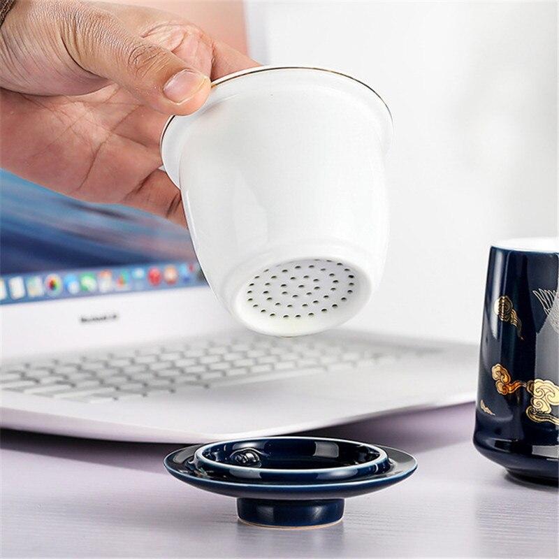 Ceramic Tea Separation Cup Porcelain Hand Painted Teacups with Filter Creative Color Glaze Office Water Mug Drinkware Gift