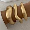 Ingemark Creative Hip Hop Matte Heavy Metal Chunky Spring Bangles for Women New Trend Gold Color Arm Bracelets Grunge Jewelry