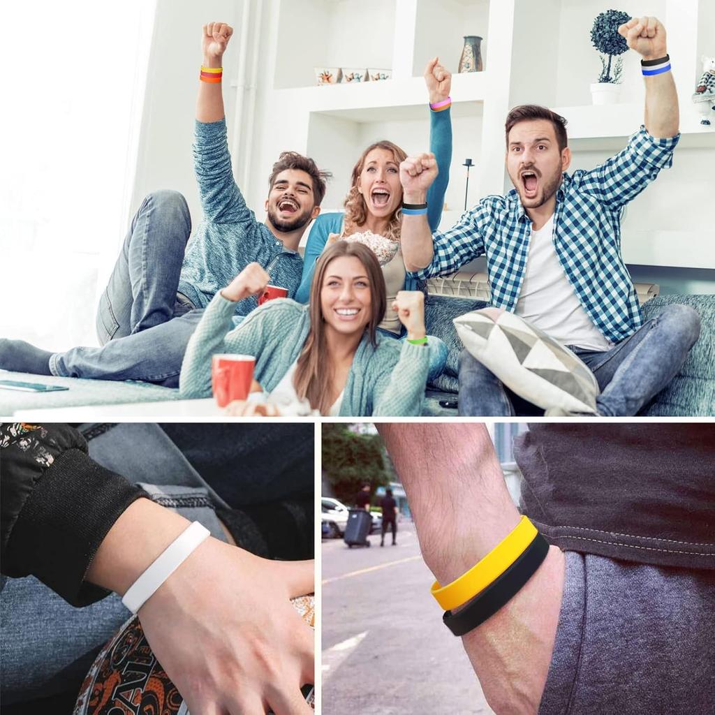 100PCS Blank Silicone Wristbands Elastic Universal Bracelets Rubber Wholesale Bracelet Bands Bulk