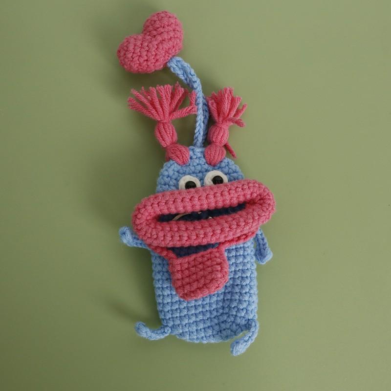 Cute Fruit Series Sausage Mouth Doll Crochet Keychains Custom Knitting Bag For Car Keys Holder Funny Doll Bag For Keys Storage