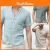 Summer Men Henley T Shirt Tops Casual Loose V Neck Short Sleeve Pullover Tee Breathable And Comfortable For Everyday Wear