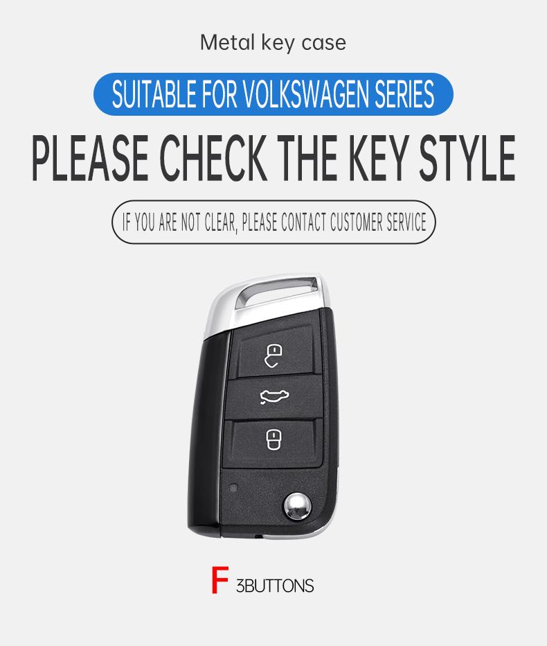 Metal Genuine Leather Auto Key Fob Cover Case Fit For Vw Volkswagen Golf 7 Mk7 Tiguan Mk2 Fit For Seat Ateca Leon Fr 2 Ibiza Skoda Octavia Kodiaq