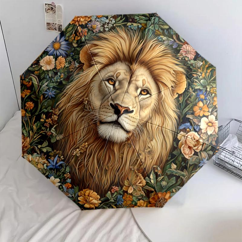 

Green Lion pattern, automatic folding umbrella, portable and foldable design, 8 ribs, a Christmas or birthday gift.