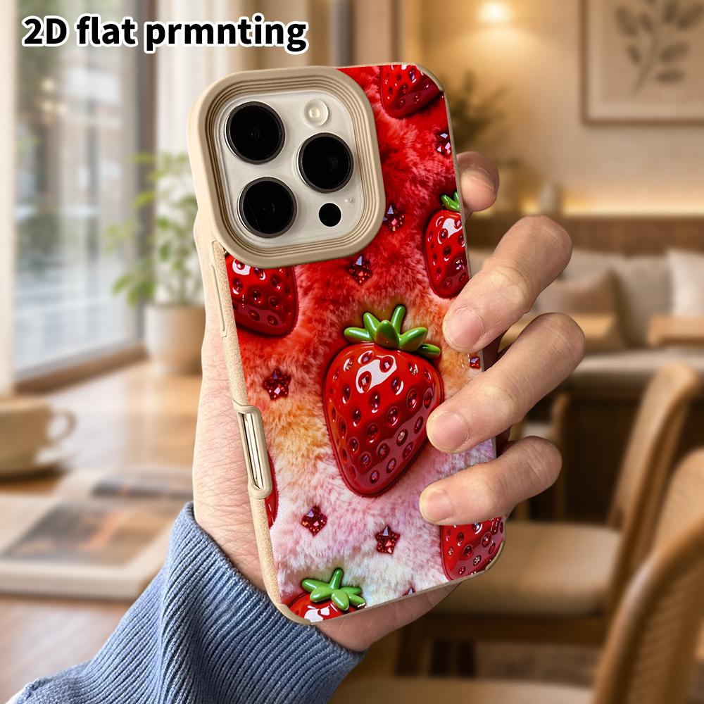 Phone Case: Lambskin 2D Flat Samsung Galaxy A34 A35 M05 M06 S20 S22 S21 FE Plus 5G Protective Case, Plush Strawberry, Christmas and Halloween Gift