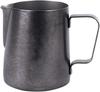 Schwarzer Vintage Inox Milchkännchen, 600ml, Milchkännchen, Hergestellt in Japan, Perfekt für Cafés, Tee, Kaffee, Latte Art und Cappuccinos. Edelstahl mit Patina