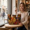 Tribal Egypt Style Printed Tote Bag Portable Daily Use Shopping Bag Fashion Casual Large Capacity Carry All Shoulder Bag