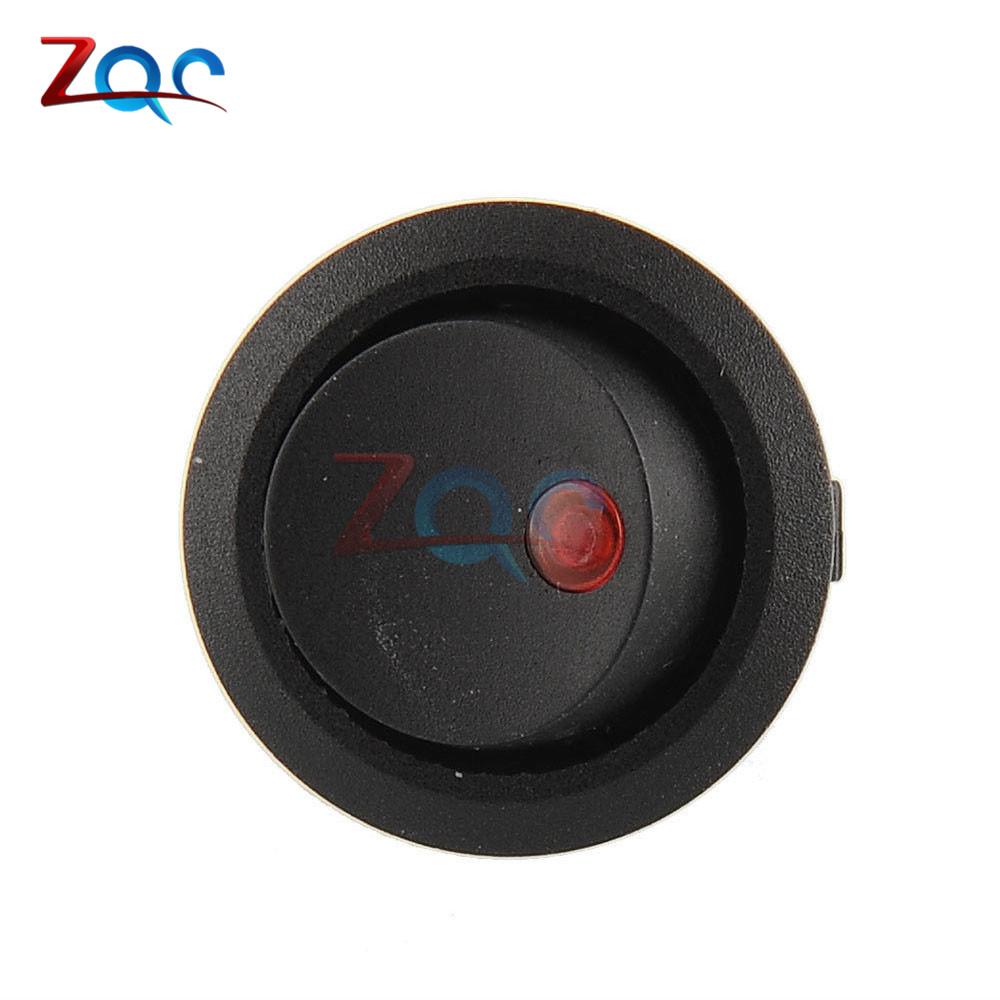 5pcs 12V LED Dot Light Car Switch Auto Boat Round Rocker 3Pin ON/OFF Toggle SPST Switch 4 Colors Blue Yellow Red Green