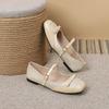 Flat Shoes for Women Spring and Autumn New Spliced Square Toe Shallow Mouth Flats Single Button Mary Jane Single Shoes for Women