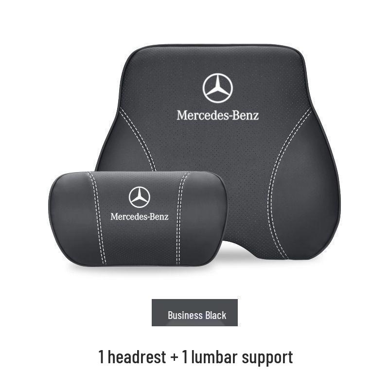 Cojín de Cabeza y Respaldo de Cuero Genuino para Coche Mercedes-Benz - Almohada Universal para E300L, C260, GLC (Todas las temporadas)