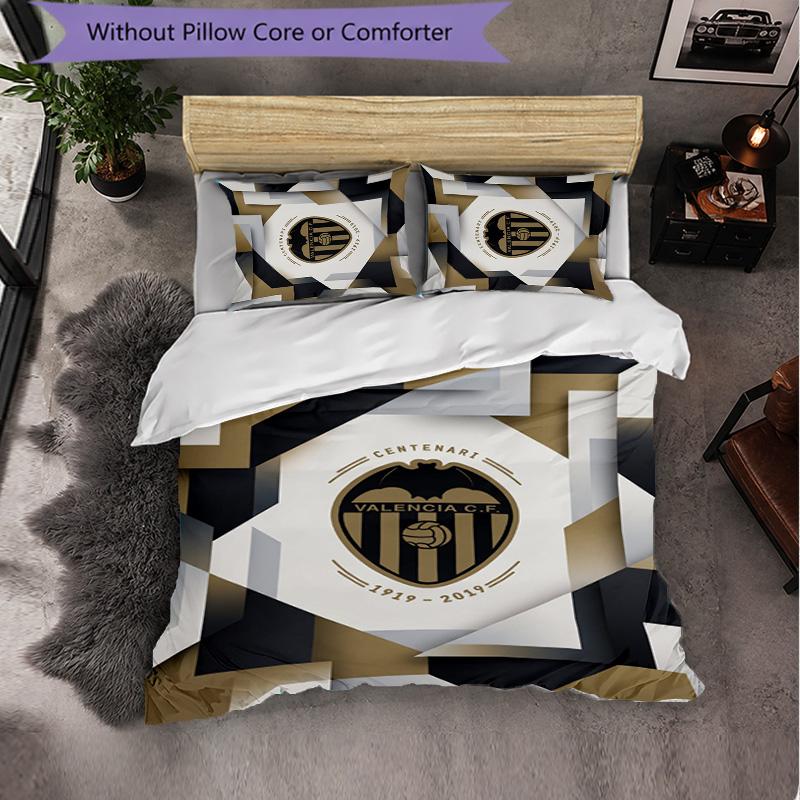 Valencia FC Themed Bedding 3Pcs Duvet Cover Set Decorative Bed Linen For Teen Room Home Decoration